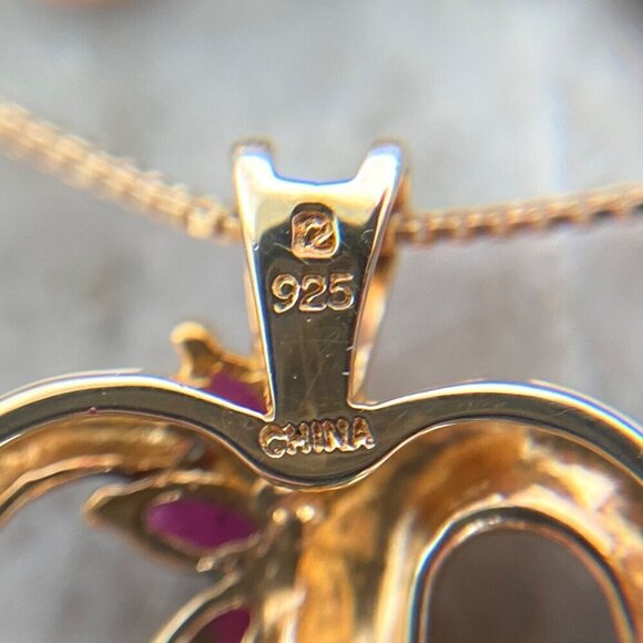 Ross-Simons Gold Vermeil Sterling Silver 925 Ruby Open Heart Pendant Necklace - Picture 9 of 16